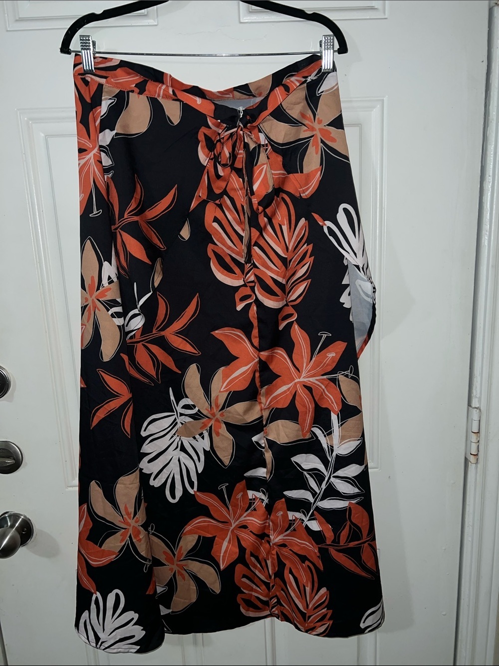 Women's Black Floral Skirt Set - Orange & Cream Print 2 piece set